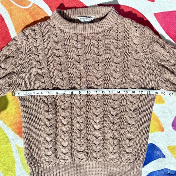 Yves Saint Laurent Cableknit Sweater in Tan, women's L - Picture 4 of 6